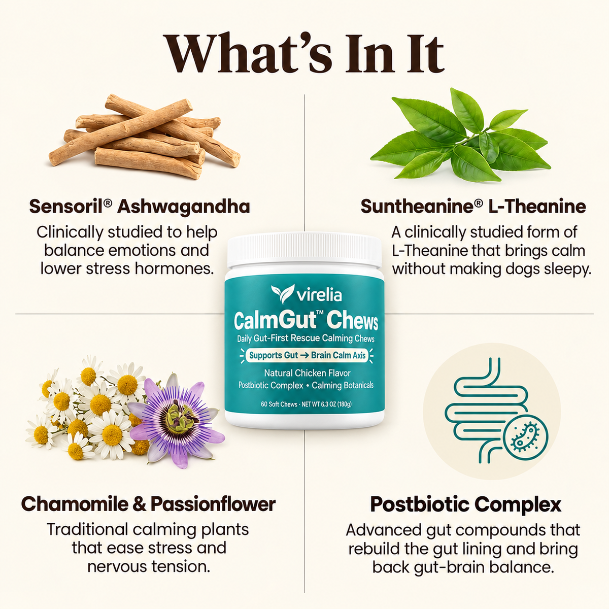 CalmGut™ Postbiotic Chews - Chicken Flavor