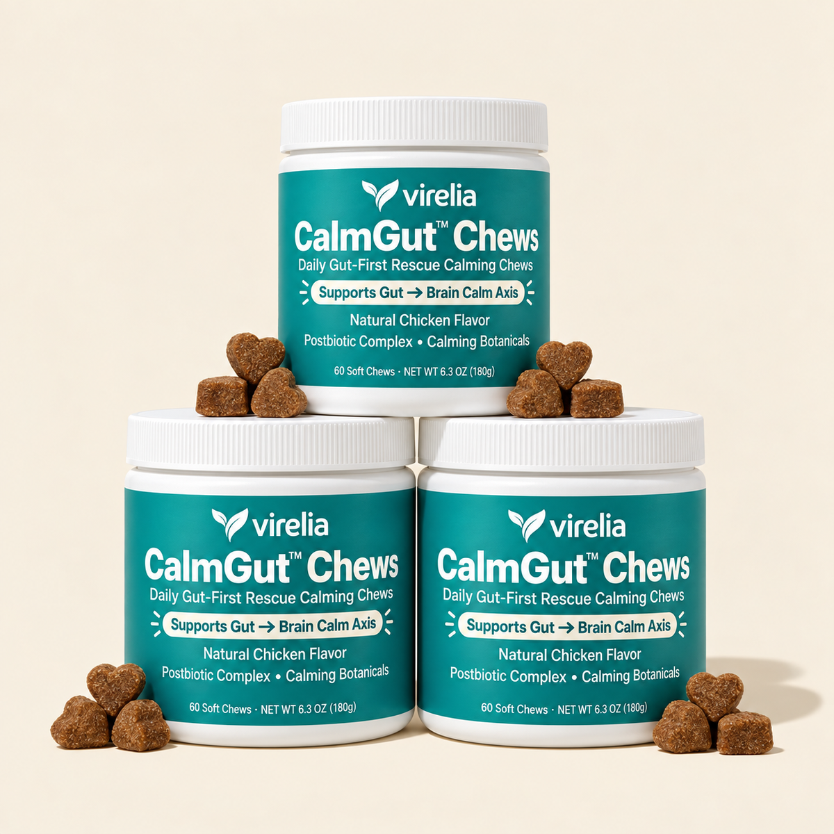 CalmGut™ Postbiotic Chews - Chicken Flavor