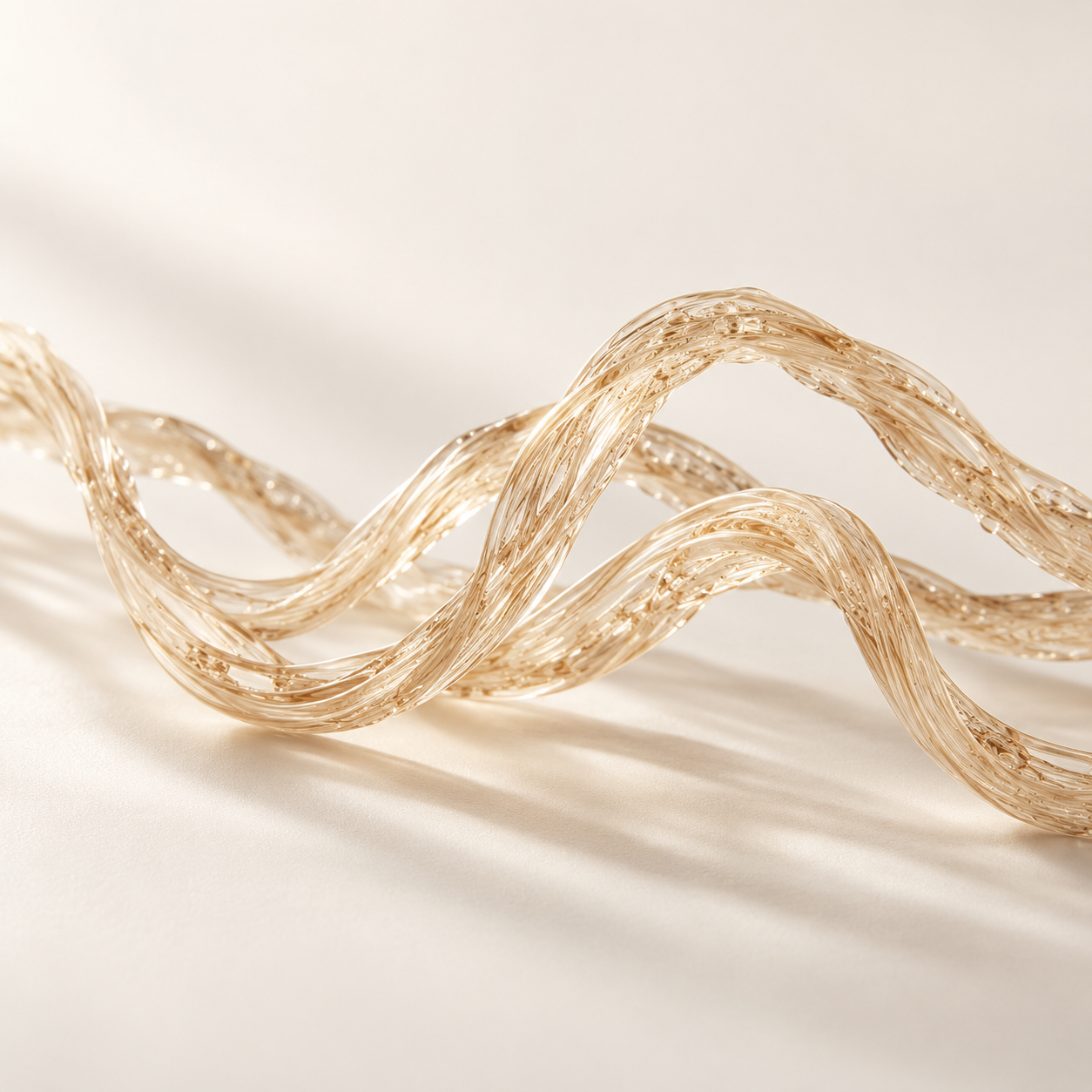 Flowing golden fibers representing elastin